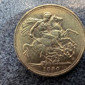 1880 Victoria Young Head Gold Full Sovereign Coin