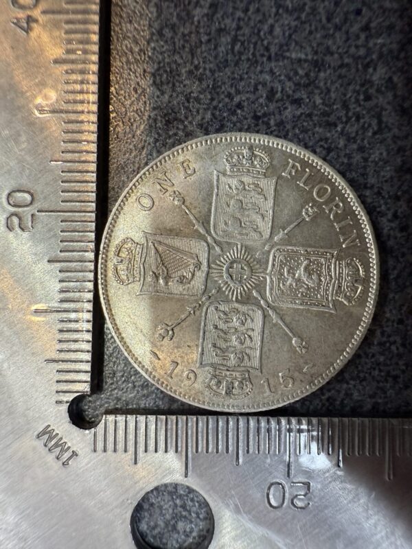 Great Britain England UK 1915 SILVER 1 Florin King George V Coin - Image 3