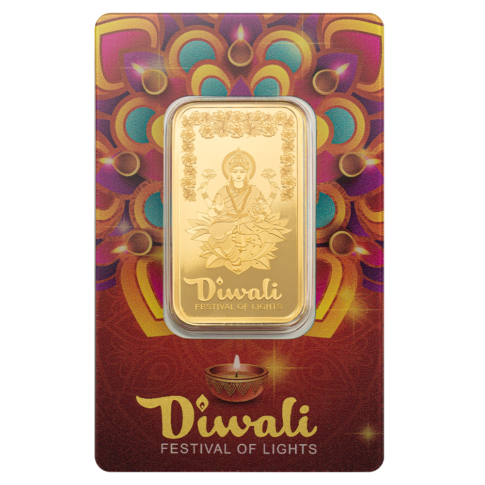 2025 Diwali Lakshmi & Rangoli Art Gold Minted Bar – 1oz