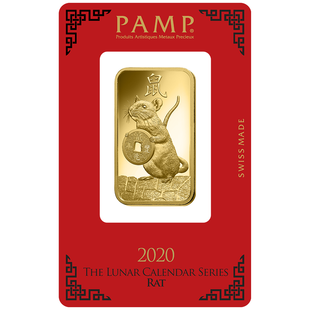 Lunar Rat Gold Minted Bar- 1oz