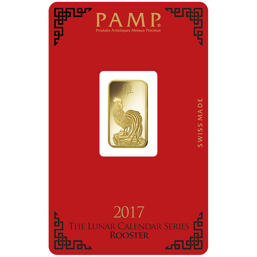 Lunar Rooster Gold Minted Bar – 5g