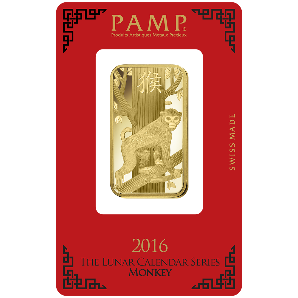 Lunar Monkey Gold Minted Bar – 1oz