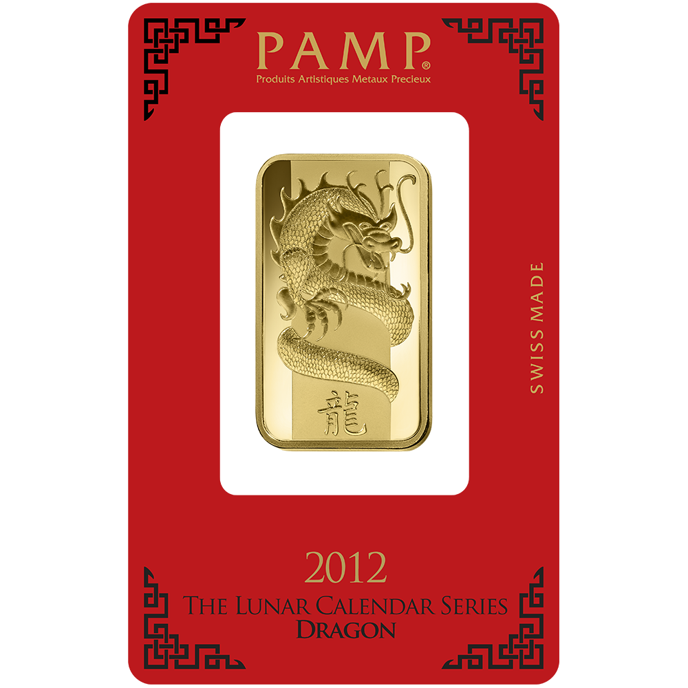 Lunar Dragon Gold Minted Bar – 1oz