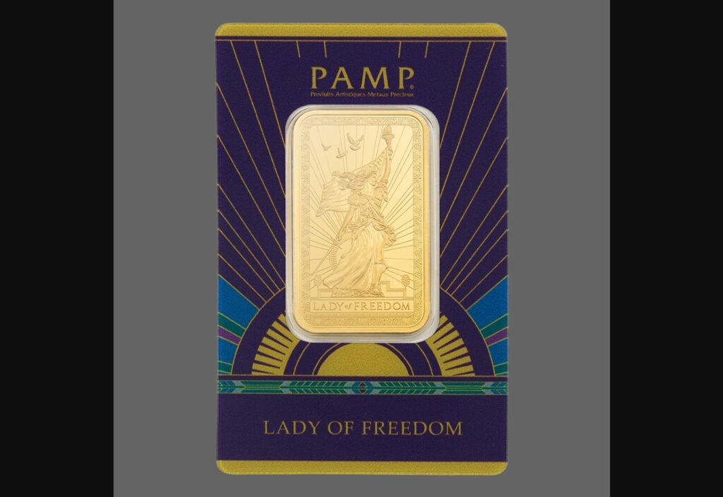 1oz Pure Gold Bar Lady of Freedom