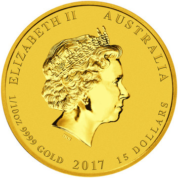2017 15 Dollars – Elizabeth II (4th Portrait – Year of the Rooster – Gold Bullion Coin)