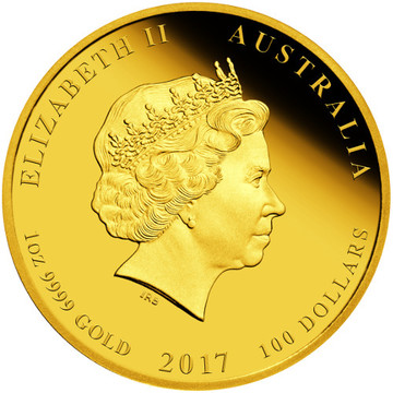 2017 100 Dollars – Elizabeth II (4th Portrait – Year of the Rooster – Gold Bullion Coin)
