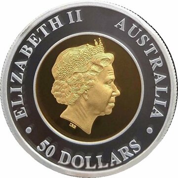 50 Dollars – Elizabeth II (4th Portrait – Australian Wedge-Tailed Eagle – Bimetallic)