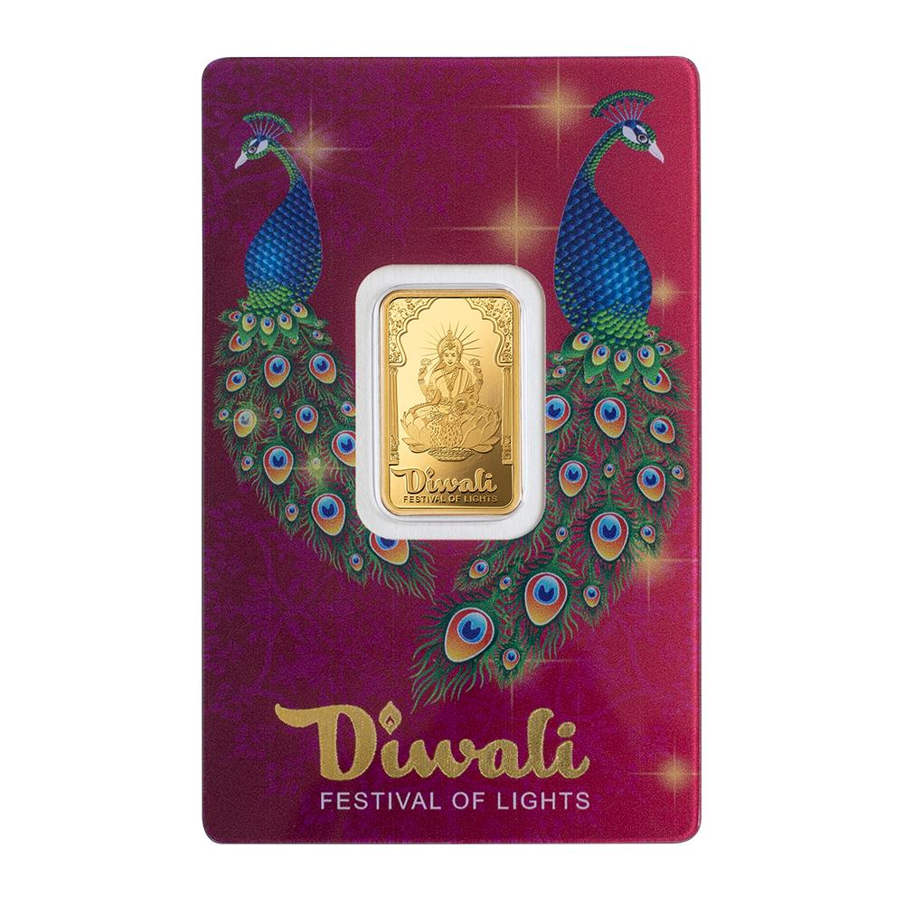 2024 Diwali – Lakshmi & Peacocks 5g Pure Gold Bar