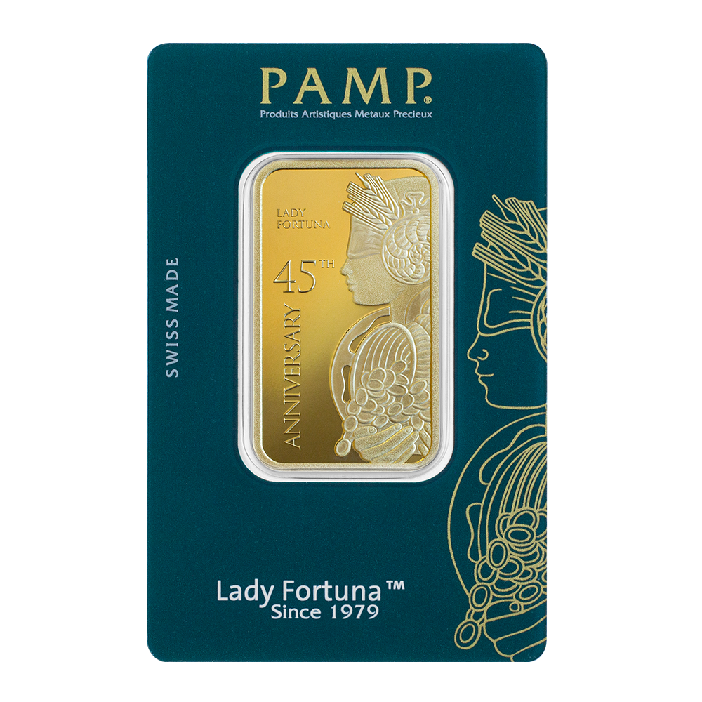 Lady Fortuna™ 45th Anniversary 1oz Gold Bar