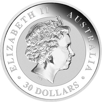 30 Dollars – Elizabeth II (4th Portrait – Australian Kookaburra – Silver bullion Coin)