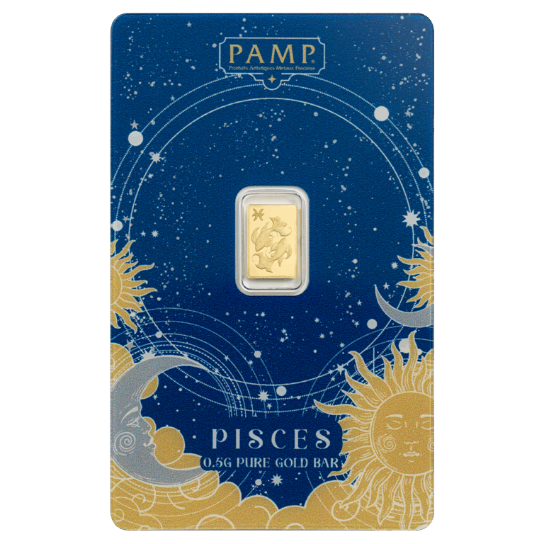 1/2g Gold Bar Zodiac Pisces