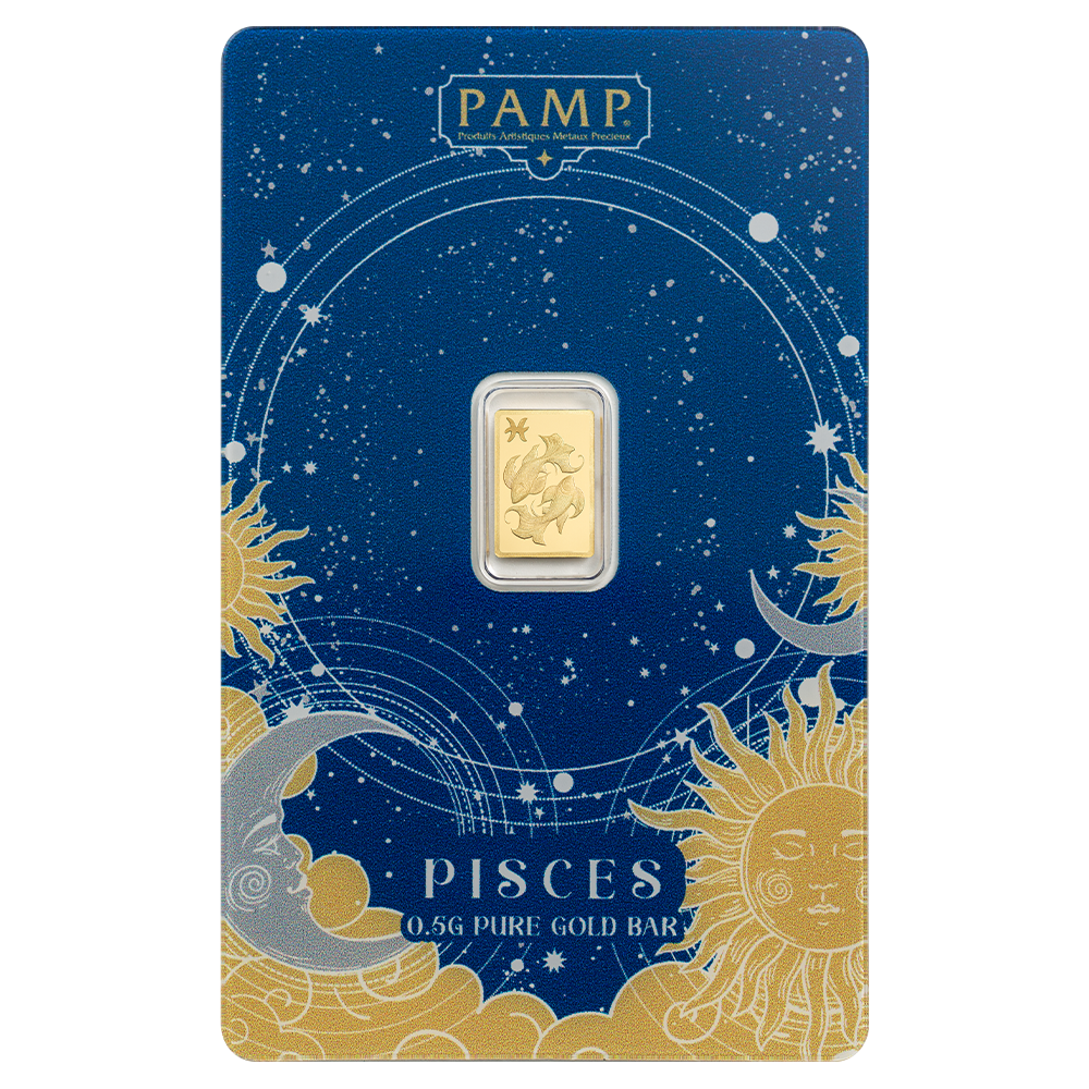 1/2g Gold Bar Zodiac Pisces