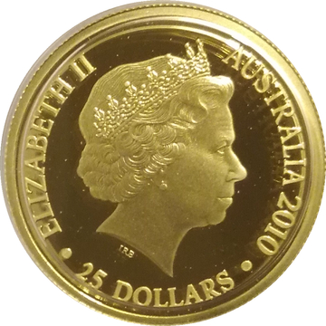 2010 25 Dollars – Elizabeth II (4th Portrait – Kangaroo, Windmill right – Gold Bullion Coin)