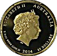 2014 25 Dollars – Elizabeth II (4th Portrait – Our Last Man – Gold Bullion Coin)