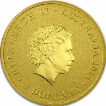 2014 2 Dollars – Elizabeth II (4th Portrait – Mini Roo – Gold Bullion Coin)