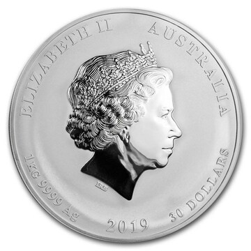 30 Dollars – Elizabeth II (4th Portrait – Year of the Pig – Silver Bullion Coin)