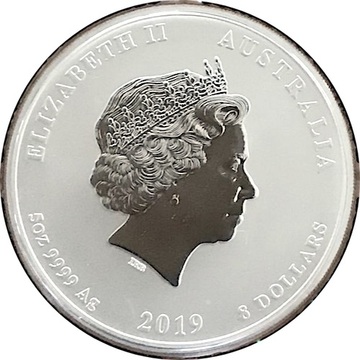 8 Dollars – Elizabeth II (4th Portrait – Year of the Pig – Silver Bullion Coin)