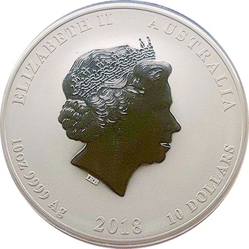 10 Dollars – Elizabeth II (4th Portrait – Year of the Dog – Silver Bullion Coin)