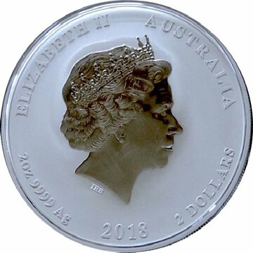 2 Dollars – Elizabeth II (4th Portrait – Year of the Dog – Silver Bullion Coin)