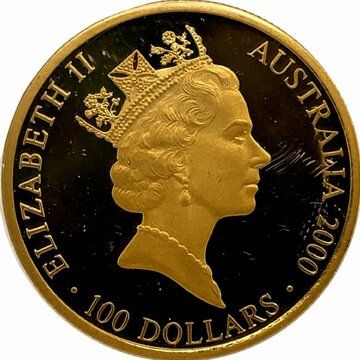2000 100 Dollars – Elizabeth II (3rd Portrait – Summer Olympics – Gold Proof)