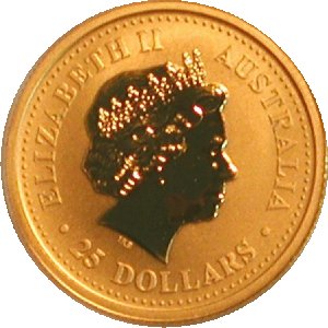2004 25 Dollars – Elizabeth II (4th Portrait – Year of the Monkey – Gold Bullion Coin)