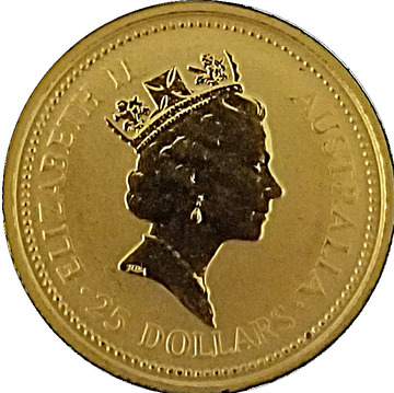 1990-1991 25 Dollars – Elizabeth II (3rd Portrait – Kangaroo – Gold Bullion Coin)