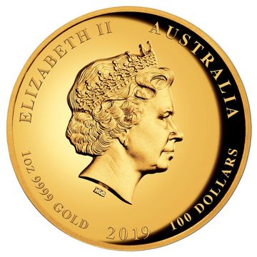 2019 100 Dollars – Elizabeth II (4th Portrait – Year of the Pig – Gold Bullion Coin)