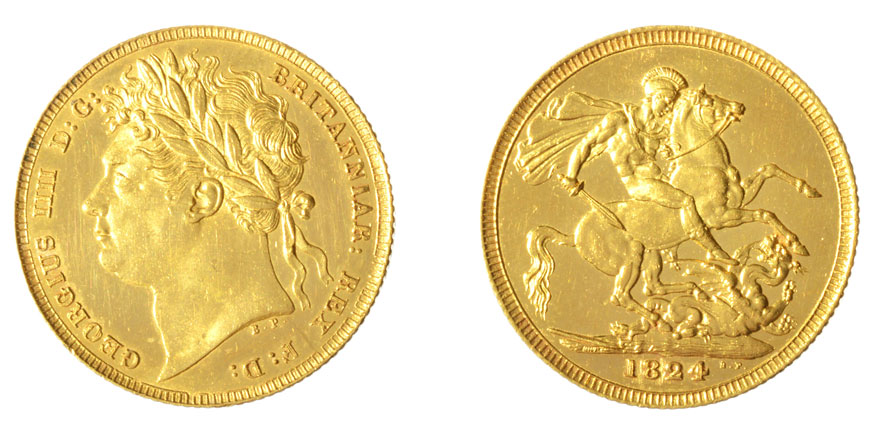1824 George IV Double Gold Sovereign Coin