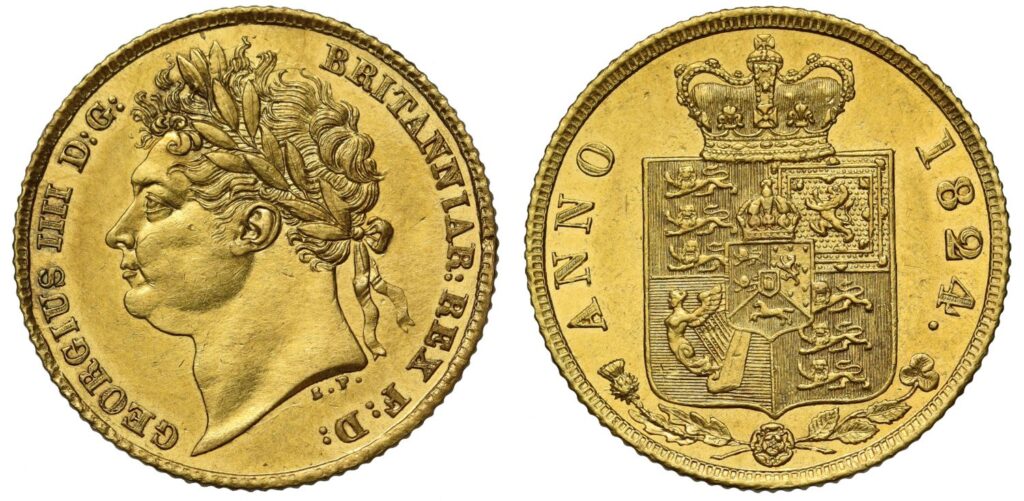 1824 George IV Half Gold Sovereign Coin
