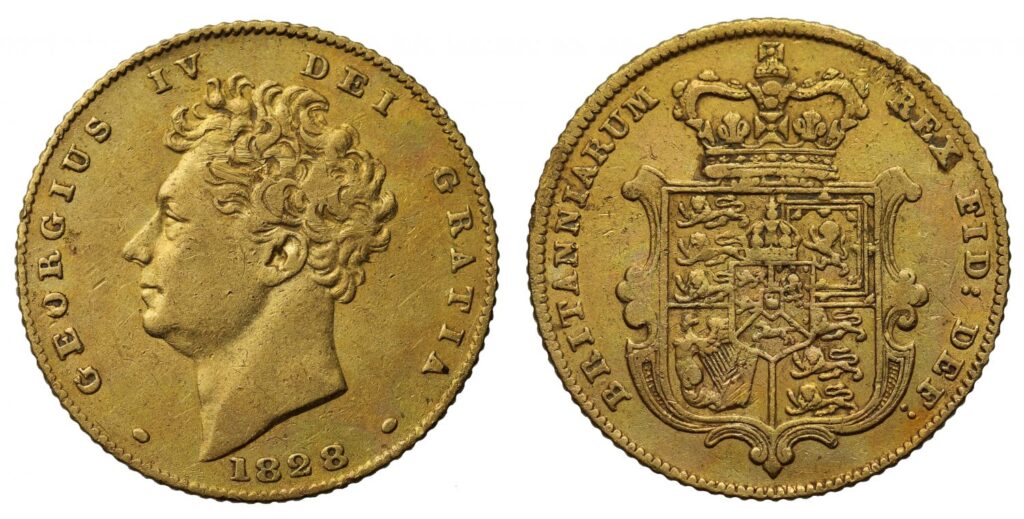 1828 George IV Half Gold Sovereign Coin