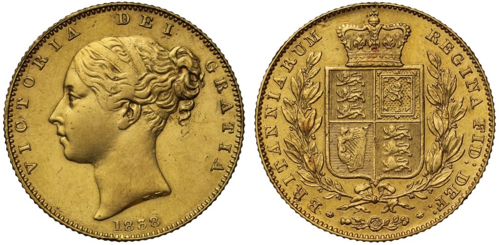 1838 Queen Victoria Double Gold Sovereign Coin