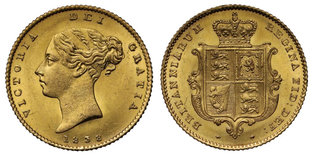 1838 Victoria Half Gold Sovereign Coin
