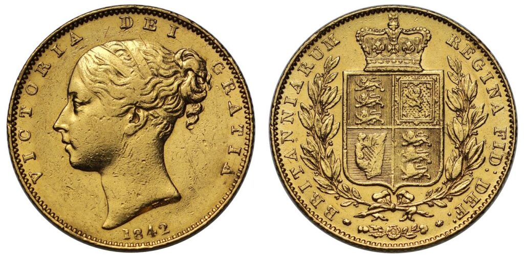 1842 Victoria Full Gold Sovereign Coin