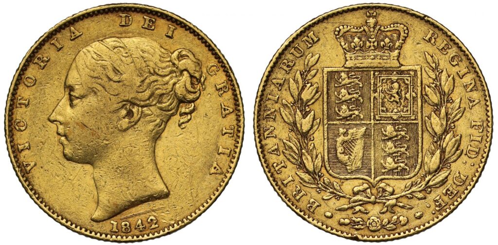 1842 Victoria Half Gold Sovereign Coin