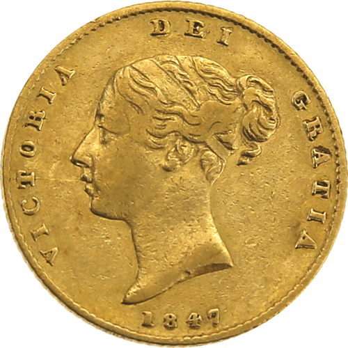 1847 Victoria Half Gold Sovereign Coin