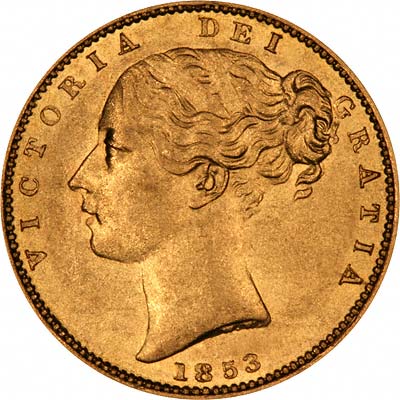 1853 Victoria Full Gold Sovereign Coin