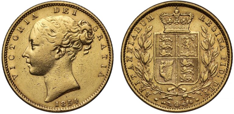 1854 Victoria Half Gold Sovereign Coin