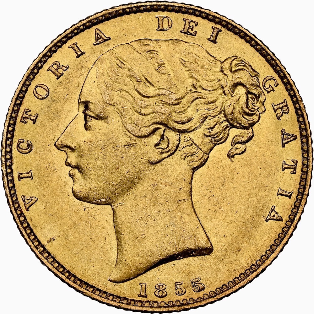 1855 Victoria Full Gold Sovereign Coin