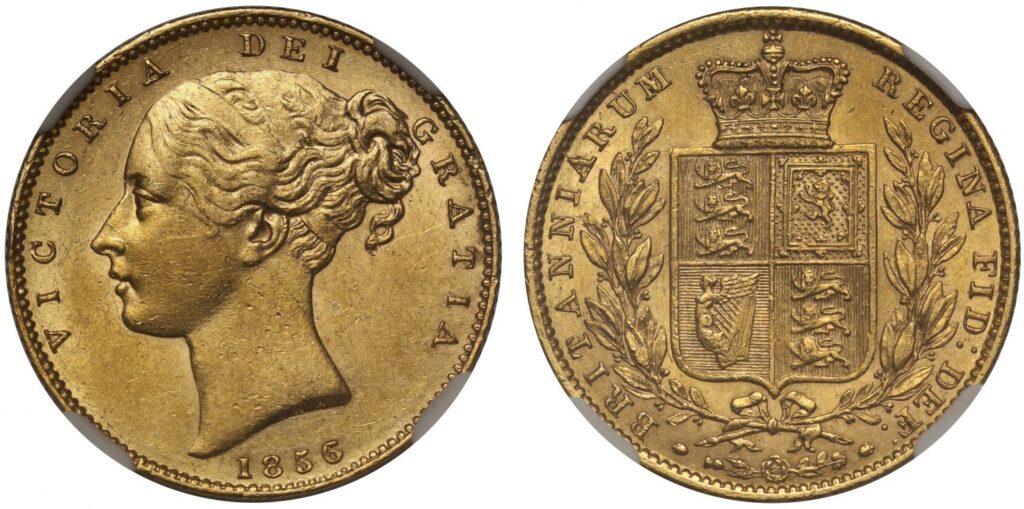 1856 Victoria Half Gold Sovereign Coin