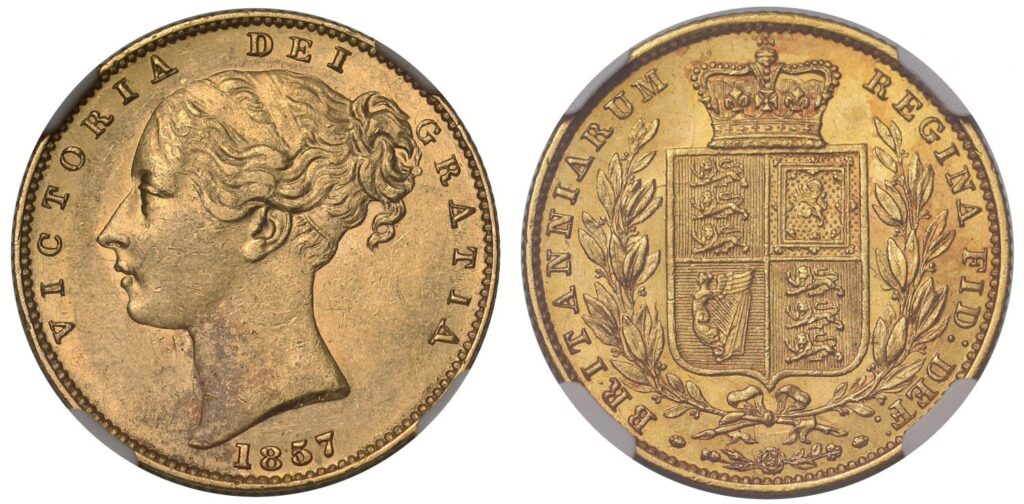 1857 Victoria Full Gold Sovereign Coin