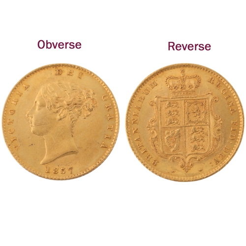 1857 Victoria Half Gold Sovereign Coin