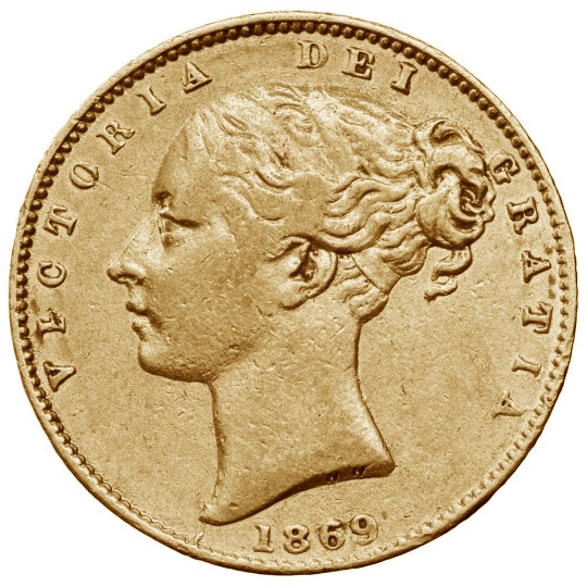 1859 Victoria Half Gold Sovereign Coin