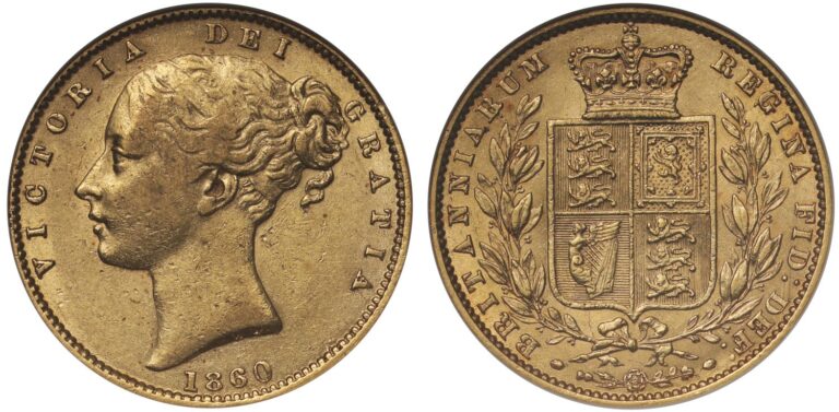 1860 Victoria Half Gold Sovereign Coin