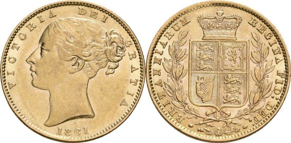 1861 Victoria Half Gold Sovereign Coin