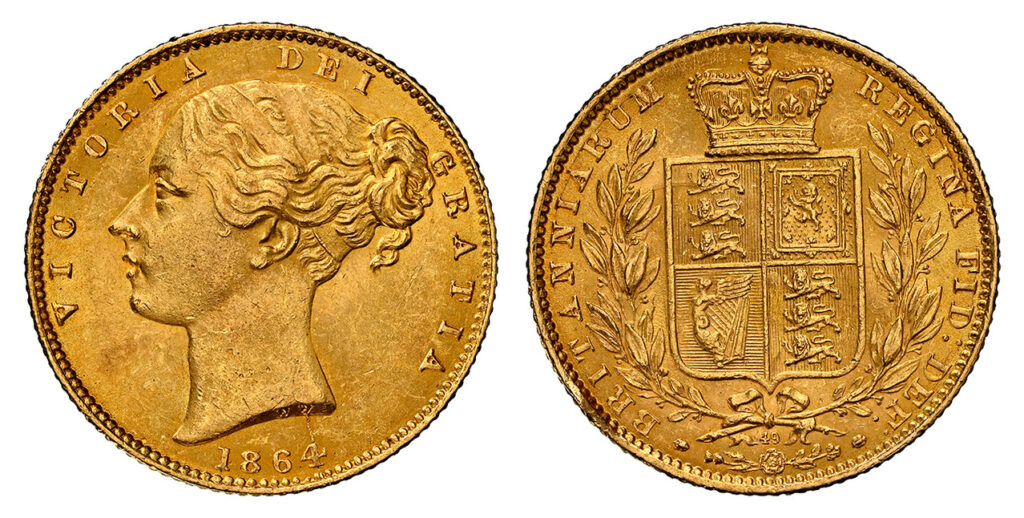 1864 Victoria Half Gold Sovereign Coin