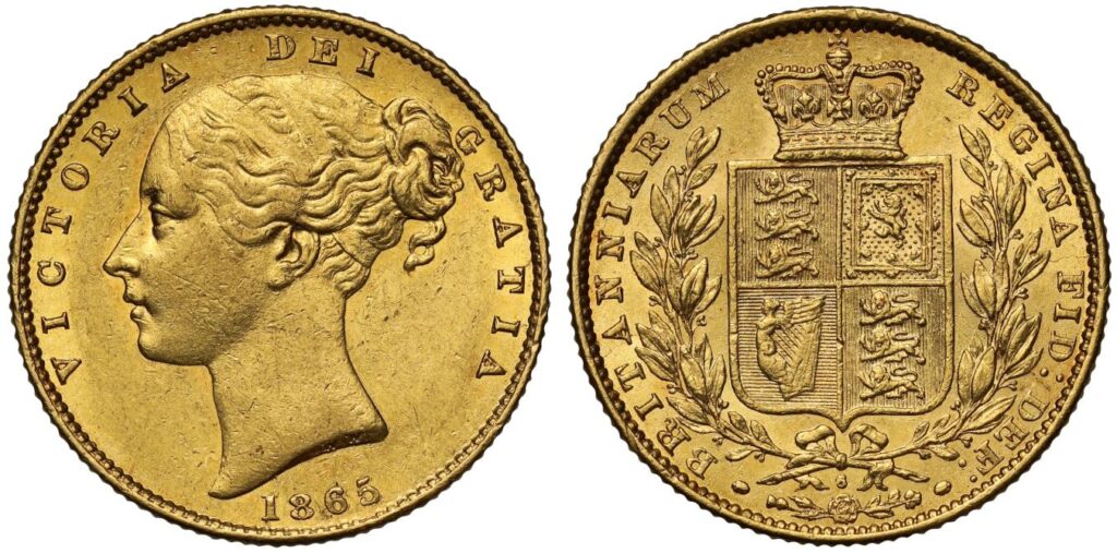 1865 Victoria Full Gold Sovereign Coin