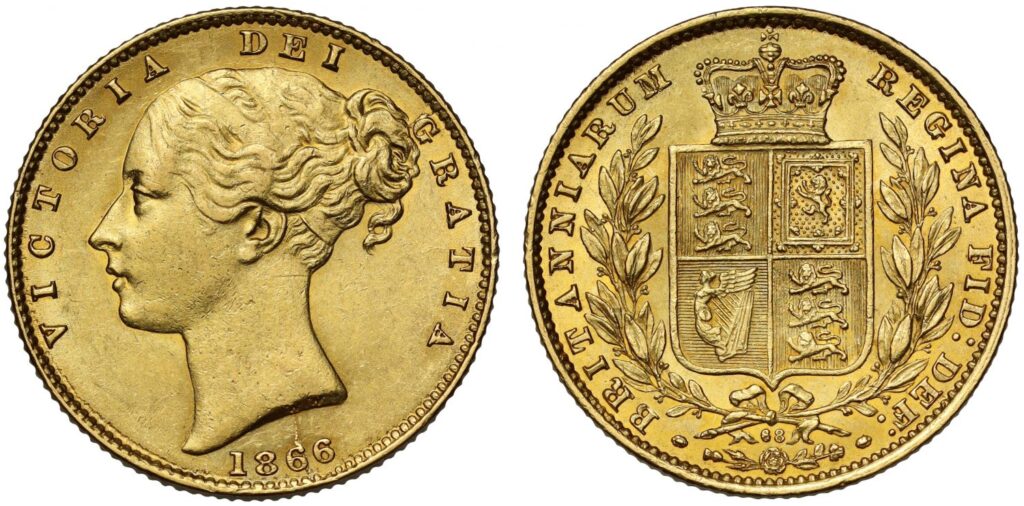 1866 Victoria Full Gold Sovereign Coin