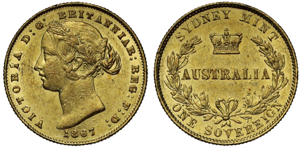 1867 Victoria Full Gold Sovereign Coin