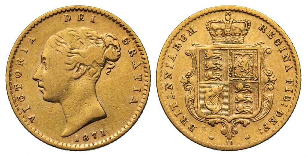 1871 Victoria Half Gold Sovereign Coin