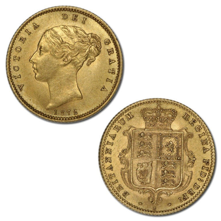 1872 Victoria Half Gold Sovereign Coin